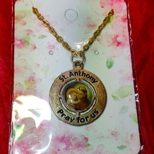 Beautiful Gold Tone St Anthony Necklace